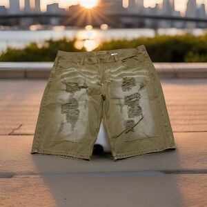 Akademiks Jenius Shorts Men's 42 Brown Jean Baggy‎ Skater Hip Hop Vintage